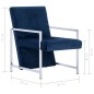 vidaXL Sillón con patas cromadas de terciopelo azul vidaXL Sillón con patas cromadas de terciopelo azul