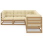 vidaXL Juego de muebles de jardín 5 pzas y cojines madera maciza pino vidaXL Juego de muebles de jardín 5 pzas y cojines madera maciza pino