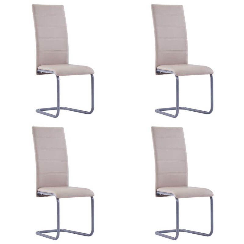 vidaXL Sillas voladizas de comedor 4 uds cuero sintético capuchino vidaXL Sillas voladizas de comedor 4 uds cuero sintético capuchino