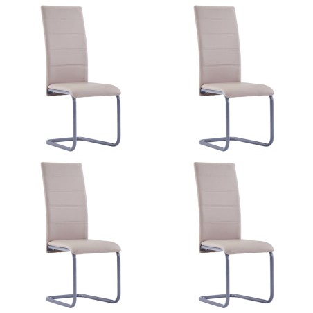 vidaXL Sillas voladizas de comedor 4 uds cuero sintético capuchino