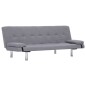 vidaXL Sofá cama con dos almohadas de poliéster gris claro vidaXL Sofá cama con dos almohadas de poliéster gris claro