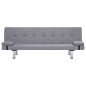 vidaXL Sofá cama con dos almohadas de poliéster gris claro vidaXL Sofá cama con dos almohadas de poliéster gris claro