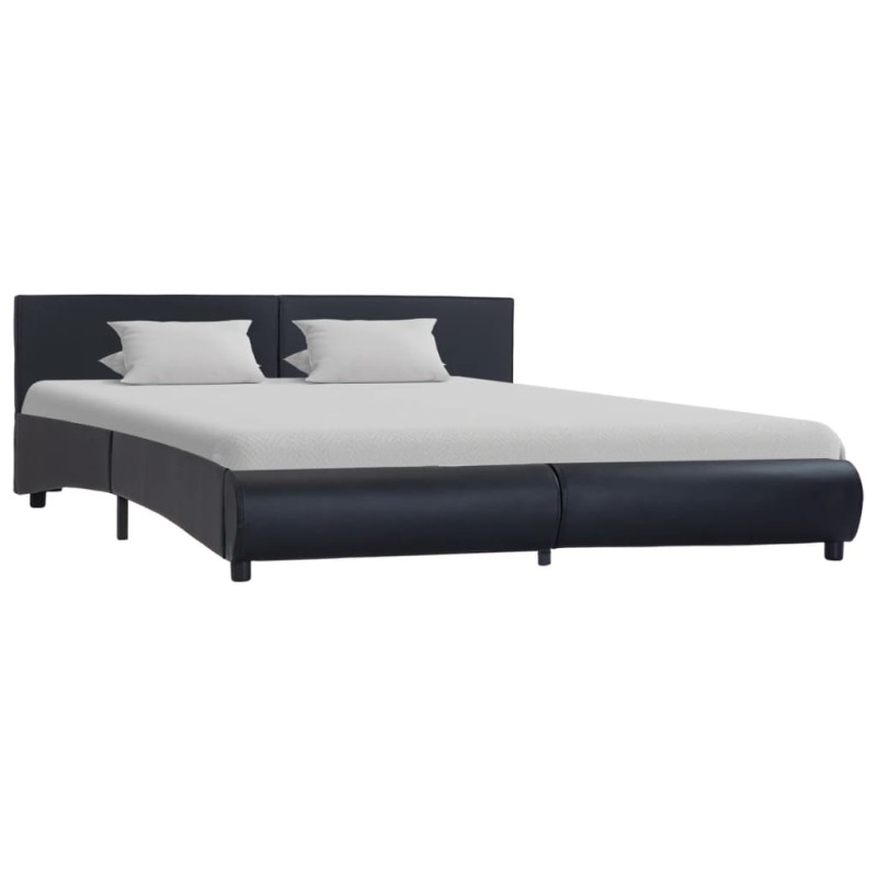 vidaXL Estructura de cama de cuero sintético negro 160x200 cm vidaXL Estructura de cama de cuero sintético negro 160x200 cm