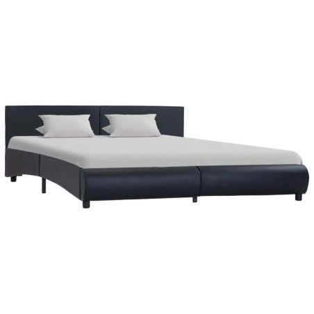 vidaXL Estructura de cama de cuero sintético negro 160x200 cm