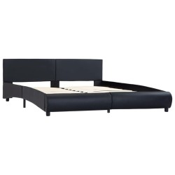 vidaXL Estructura de cama de cuero sintético negro 160x200 cm
