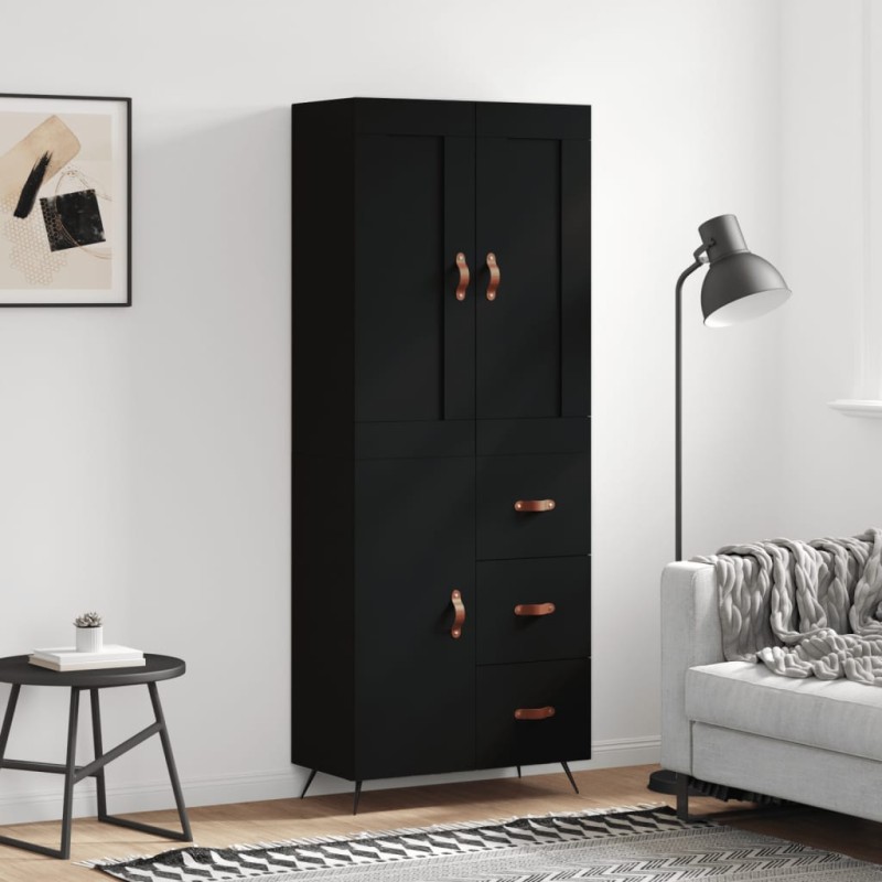 vidaXL Aparador alto madera contrachapada negro 69,5x34x180 cm vidaXL Aparador alto madera contrachapada negro 69,5x34x180 cm