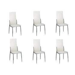 vidaXL Sillas de comedor 6 unidades cuero sintético blanco