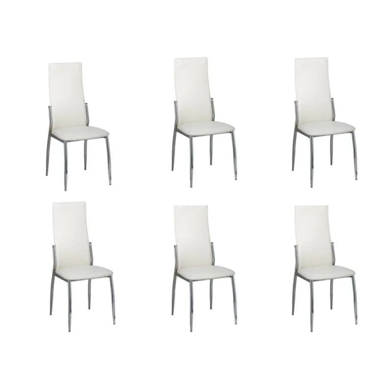 vidaXL Sillas de comedor 6 unidades cuero sintético blanco vidaXL Sillas de comedor 6 unidades cuero sintético blanco