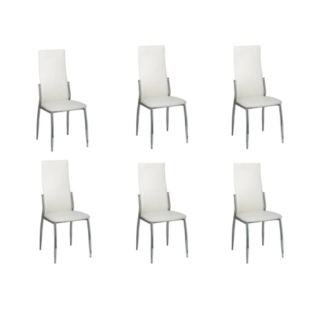 vidaXL Sillas de comedor 6 unidades cuero sintético blanco