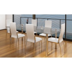 vidaXL Sillas de comedor 6 unidades cuero sintético blanco