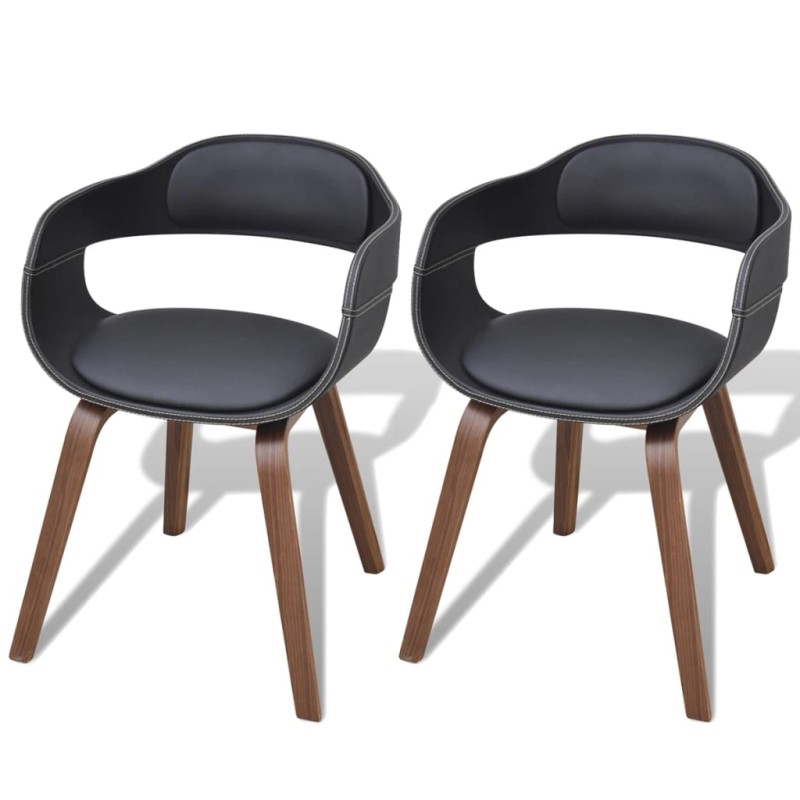 vidaXL Sillas de comedor 2 uds madera curvada y cuero sintético negro vidaXL Sillas de comedor 2 uds madera curvada y cuero sintético negro