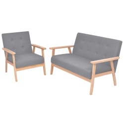 vidaXL Conjunto de sofás 2 piezas tela gris claro 