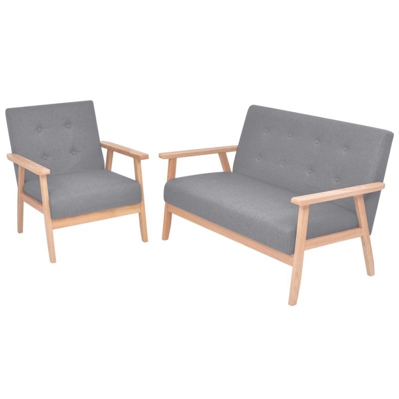 vidaXL Conjunto de sofás 2 piezas tela gris claro vidaXL Conjunto de sofás 2 piezas tela gris claro