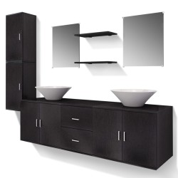vidaXL Conjunto de muebles de baño y lavabo 9 piezas negro
