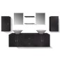 vidaXL Conjunto de muebles de baño y lavabo 9 piezas negro vidaXL Conjunto de muebles de baño y lavabo 9 piezas negro