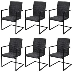 vidaXL Sillas voladizas de comedor 6 unidades cuero sintético negro