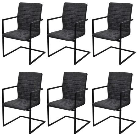 vidaXL Sillas voladizas de comedor 6 unidades cuero sintético negro