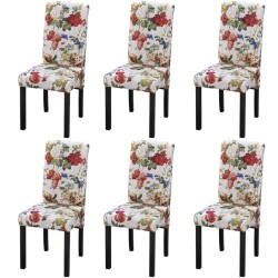 vidaXL Sillas de comedor 6 unidades tela multicolor