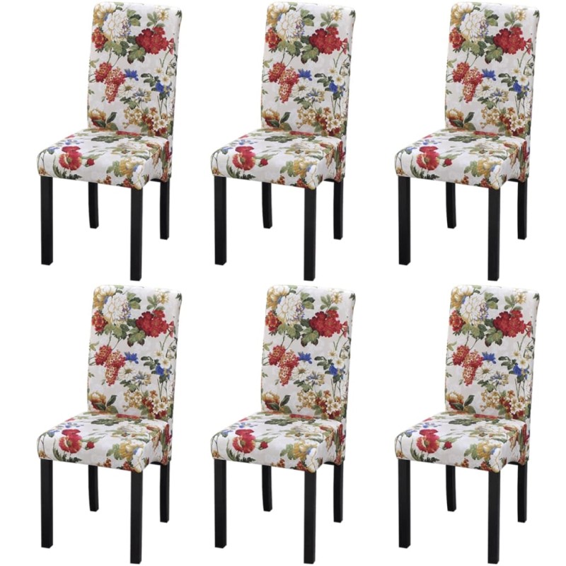 vidaXL Sillas de comedor 6 unidades tela multicolor vidaXL Sillas de comedor 6 unidades tela multicolor