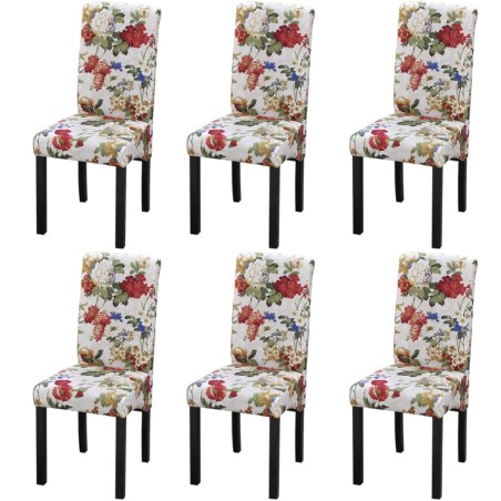vidaXL Sillas de comedor 6 unidades tela multicolor