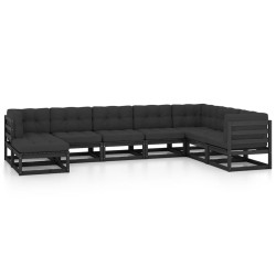 vidaXL Muebles de jardín 8 pzas y cojines madera maciza pino