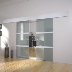 vidaXL Puerta corredera doble de vidrio