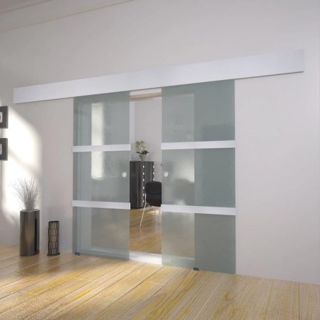 vidaXL Puerta corredera doble de vidrio