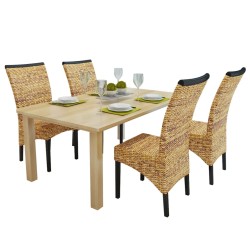 vidaXL Sillas de comedor 4 unidades madera maciza de mango y abacá