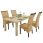 vidaXL Sillas de comedor 4 unidades madera maciza de mango y abacá