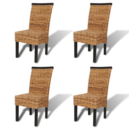 vidaXL Sillas de comedor 4 unidades madera maciza de mango y abacá