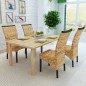 vidaXL Sillas de comedor 4 unidades madera maciza de mango y abacá