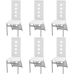 vidaXL Sillas de comedor 6 unidades cuero artificial blanco 
