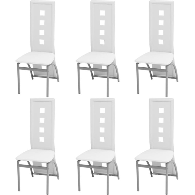 vidaXL Sillas de comedor 6 unidades cuero artificial blanco vidaXL Sillas de comedor 6 unidades cuero artificial blanco