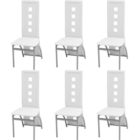 vidaXL Sillas de comedor 6 unidades cuero artificial blanco 