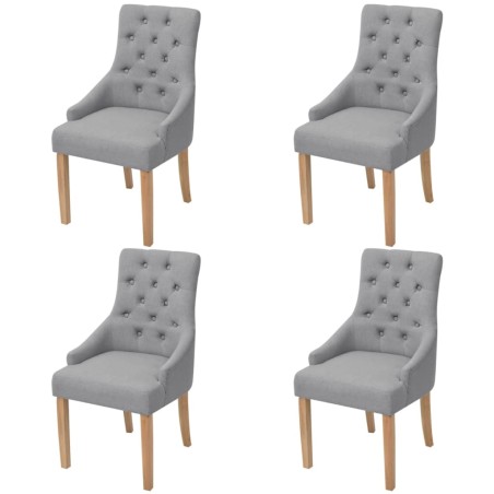 vidaXL Sillas de comedor 4 unidades tela gris claro