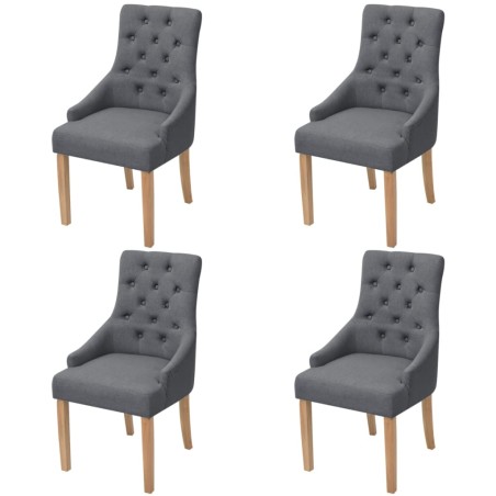 vidaXL Sillas de comedor 4 unidades de tela gris oscuro