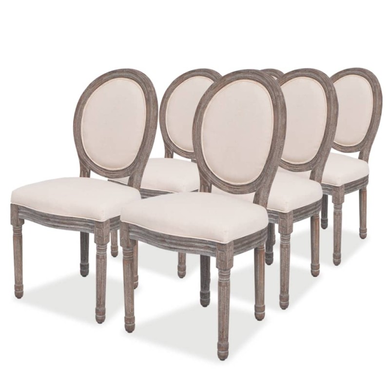 vidaXL Sillas de comedor 6 unidades tela color crema vidaXL Sillas de comedor 6 unidades tela color crema