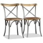 vidaXL Sillas de comedor 4 uds. madera de mango respaldo acero cruzado vidaXL Sillas de comedor 4 uds. madera de mango respaldo acero cruzado