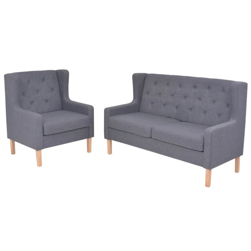 vidaXL Conjunto de sofás 2 piezas tela gris vidaXL Conjunto de sofás 2 piezas tela gris