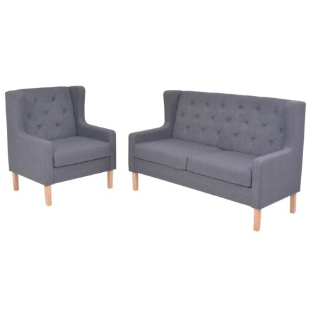 vidaXL Conjunto de sofás 2 piezas tela gris