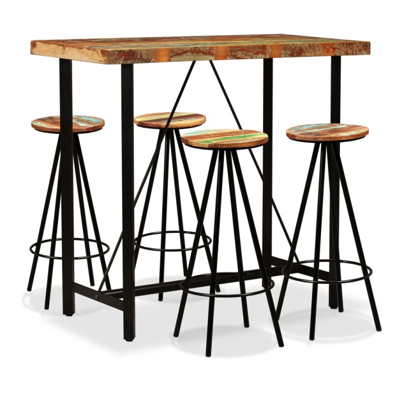 vidaXL Set de muebles de bar 5 piezas madera maciza reciclada vidaXL Set de muebles de bar 5 piezas madera maciza reciclada