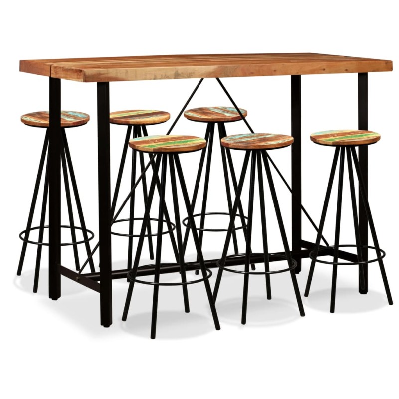 vidaXL Set de muebles de bar 7 piezas madera de acacia y reciclada vidaXL Set de muebles de bar 7 piezas madera de acacia y reciclada