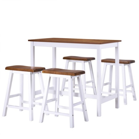vidaXL Juego de mesa alta y taburete de cocina 5 pzas madera maciza 