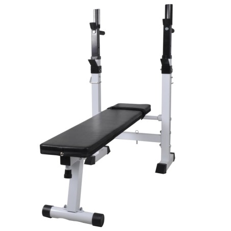 vidaXL Banco ejercicios con soporte pesas, pesas y mancuernas 60,5 kg