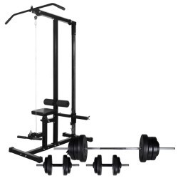 vidaXL Máquina de musculación con pesas y mancuernas 60,5 kg 