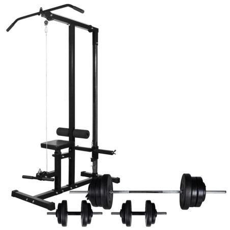 vidaXL Máquina de musculación con pesas y mancuernas 60,5 kg 