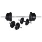 vidaXL Banco musculación con soporte pesas, pesas y mancuernas 60,5 kg vidaXL Banco musculación con soporte pesas, pesas y mancuernas 60,5 kg