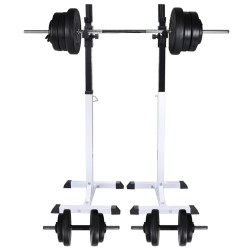 vidaXL Soporte de pesas con pesas y mancuernas 60,5 kg 