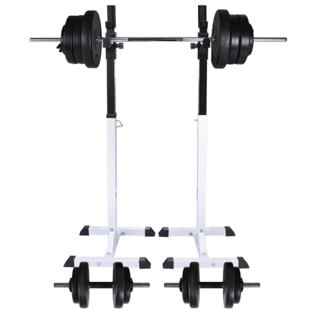 vidaXL Soporte de pesas con pesas y mancuernas 60,5 kg 