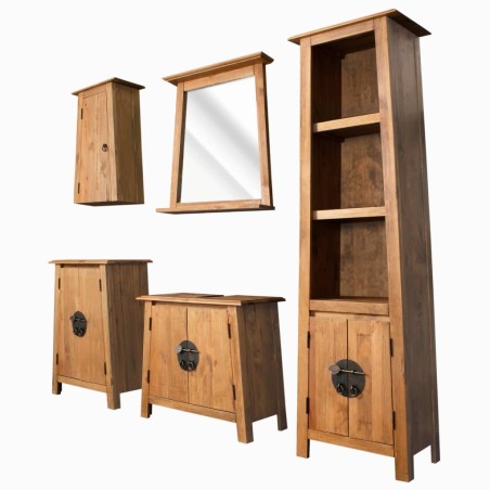 vidaXL Conjunto de muebles de baño 5 piezas madera maciza de pino